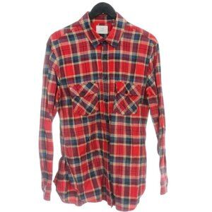 Fear of God FOG Medium Red Multi Tartan Plaid Flannel Button Down Shirt MSRP 260